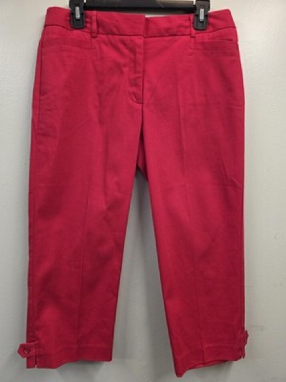 Westport Women's Red Cropped Straight Leg Mid-Rise Stretch Twill Pants Pockets